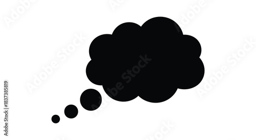 Abstract black thought bubble shape minimalist design with a dark silhouette