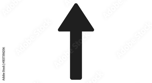 A simple black arrow pointing upwards a bold graphic silhouette