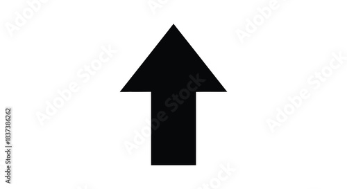 A simple black arrow pointing upwards a stark graphic silhouette