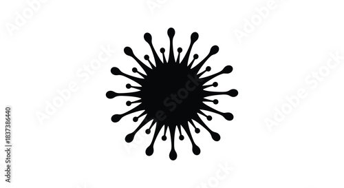 Black coronavirus cell structure with radiating spikes a striking silhouette