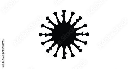 Black virus cell structure illustration spiky form medical diagram silhouette