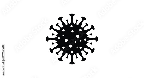 A striking black coronavirus form against a white background a unique silhouette