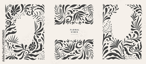 Retro groovy floral illustration in wavy and naive style. Organic shapes, vibrant flowers print for poster, social media or packaging. Botanic vector illustration