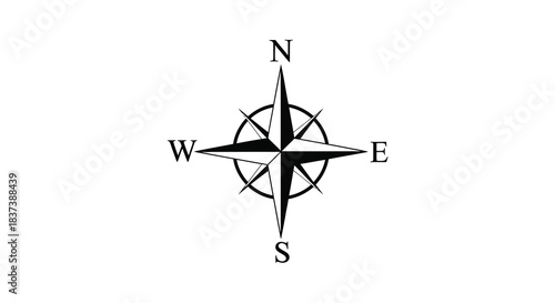 Classic compass rose with north south east and west directions silhouette