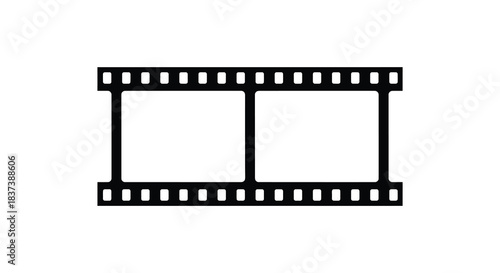 A black film strip with three frames a stark graphic silhouette