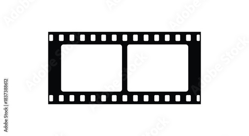 A black and white film strip frame a classic cinema image silhouette