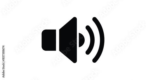 Simple speaker icon design with sound waves a black shape silhouette