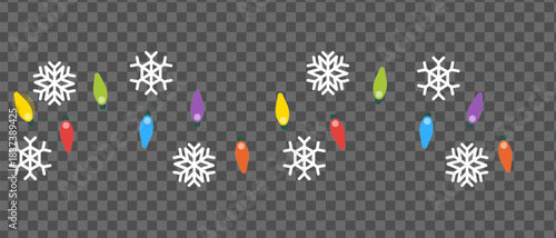 Festive christmas lights string with snowflakes vector design