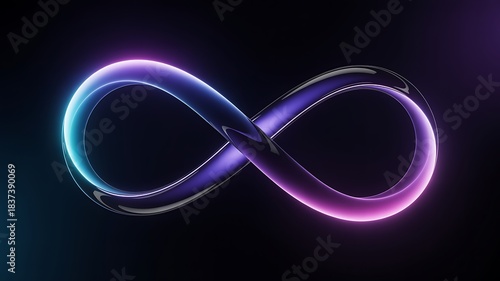 Glowing Neon Infinity Symbol 3D Render