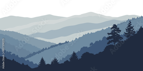 Minimal Great Smoky Mountains foggy gradient art