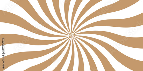 Sunburst Modern retro vintage brown sunrise sunbeam element spiral striped. Spiral starburst and striped pattern abstract geometric retro sunrays line wavy texture.	
