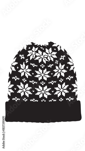 Floral Patterned Knitted Beanie with Flower Motif for Winter Warmth and Cozy Style.