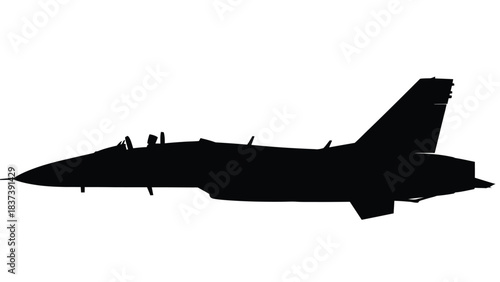 Silhouetted fighter jet against a plain white background showcasing aerodynamic design