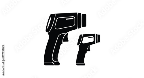 Two heat guns in black a modern design displayed as a silhouette