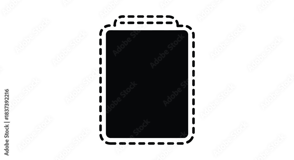 Obraz premium A black rectangular card with dashed border stark contrast simple design silhouette