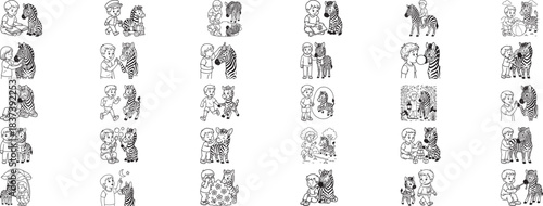Boy and Zebra Friendship Illustrations child animal