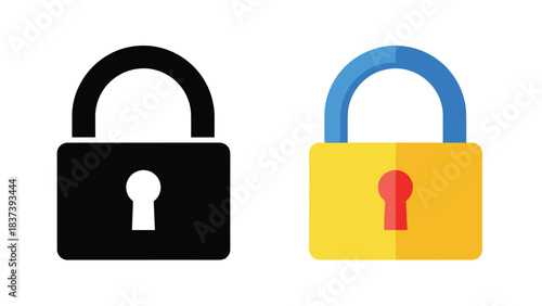 Two padlock icons one locked and one unlocked displayed side by side