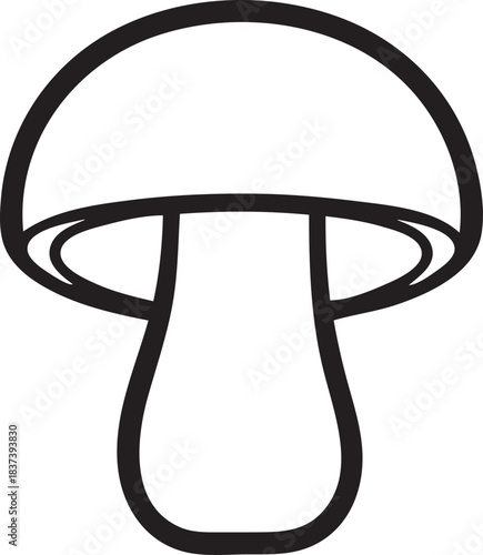 Silhouette of a Mushroom in Natural Pose on White Background