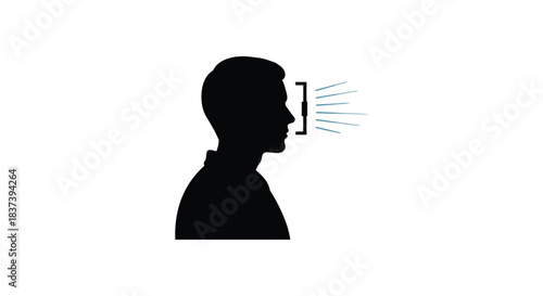 A man s profile with radiating lines emanating from his mouth silhouette
