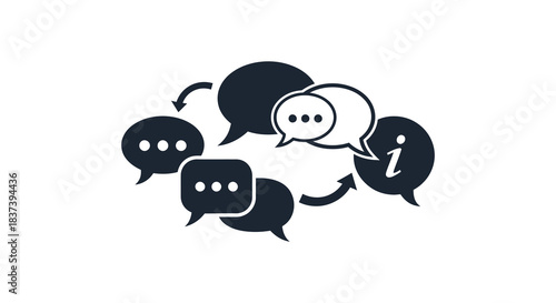 Communication bubbles in a circular arrangement a modern graphic silhouette