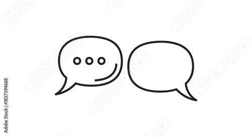 Two speech bubbles one with ellipses a simple black outline silhouette