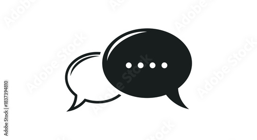 A simple black speech bubble design with ellipsis a dark silhouette