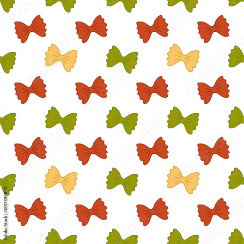 Italian farfalle pasta seamless pattern background