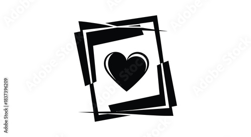 Black frames surrounding a heart shape a striking graphic design silhouette