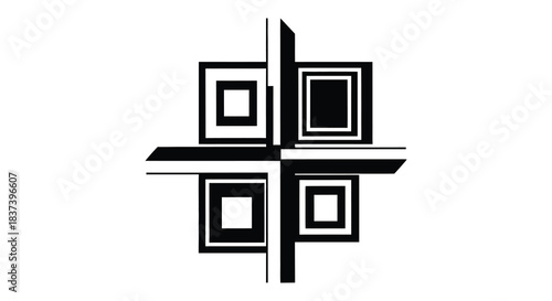 Abstract geometric design with nested squares and lines a striking silhouette