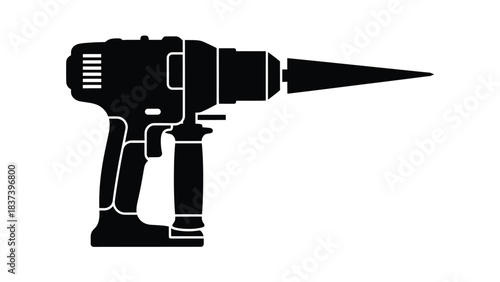 Black silhouette of a power drill a tool for construction and repair