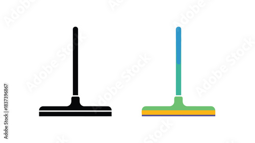 Two simple floor squeegees one black and one with a colorful head