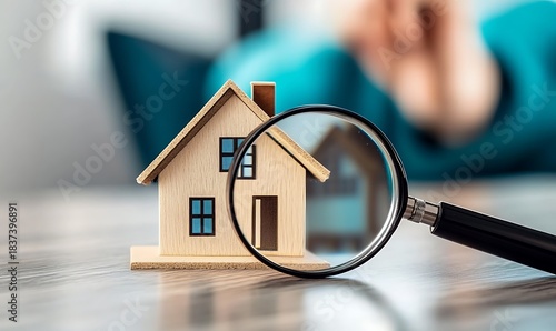 Wallpaper Mural Home inspection concept with magnifying glass and house model property search Torontodigital.ca