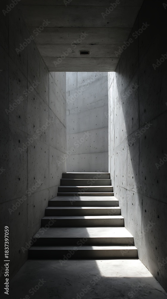 Fototapeta premium concrete stairwell bathed in light and shadow