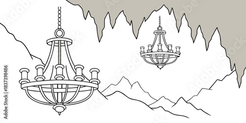 Minimal Carlsbad Caverns cave chandeliers vector