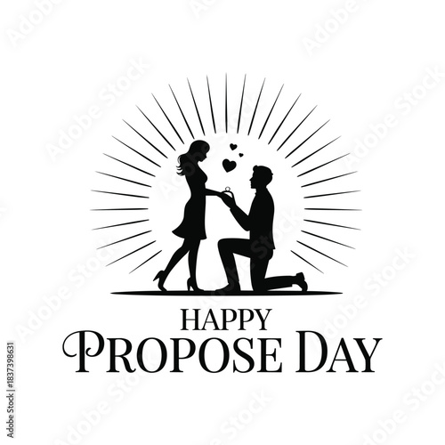 Happy Propose Day Illustration with Romantic Proposal Silhouette
