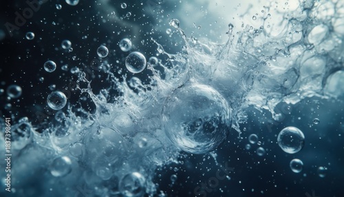 Fototapeta Naklejka Na Ścianę i Meble -  Dynamic underwater splash bubbles