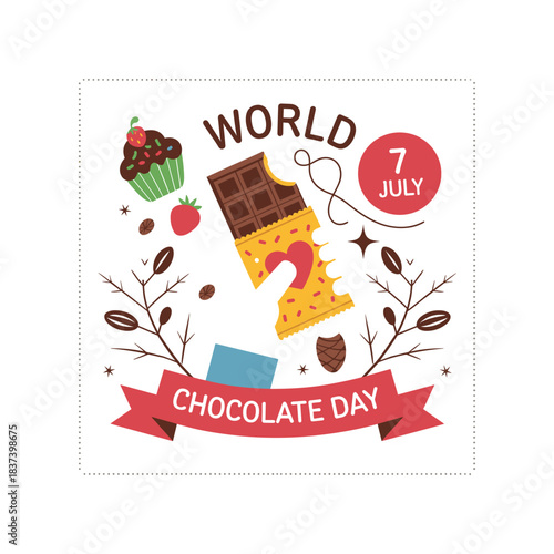 World Chocolate Day Illustration – Chocolate Bar and Sweet Dessert Celebration Vector