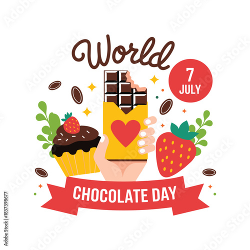 World Chocolate Day Illustration – Chocolate Bar and Sweet Dessert Vector Design