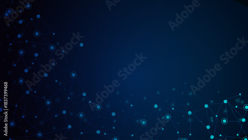 Dark Blue Futuristic Network Background – Abstract Digital Connections with Glowing Nodes and Lines for Technology, AI, Cyber, Data, and Innovation Themes	