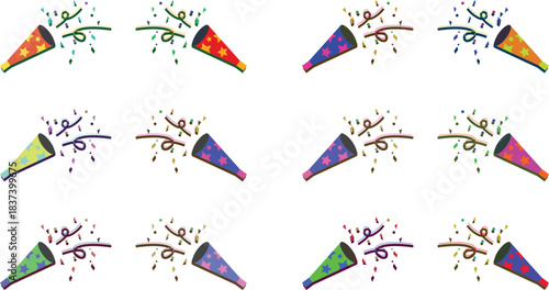 Colorful Party Popper Vector | Celebration Confetti Illustration