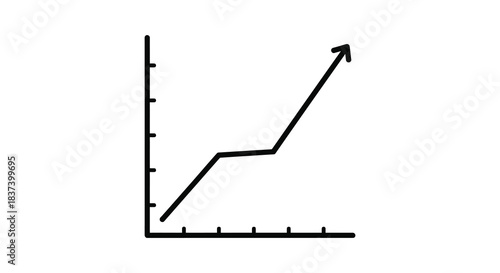 Simple line graph depicting growth and upward trend black silhouette