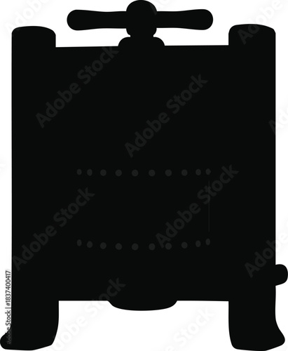 A vintage safe with a combination lock and handle stands alone against a white background