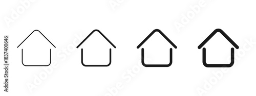 House outline icon. Minimal home shape with rounded base forming a clean architecture symbol. Simple real estate graphic used in property apps as a modern housing sign and structural concept.