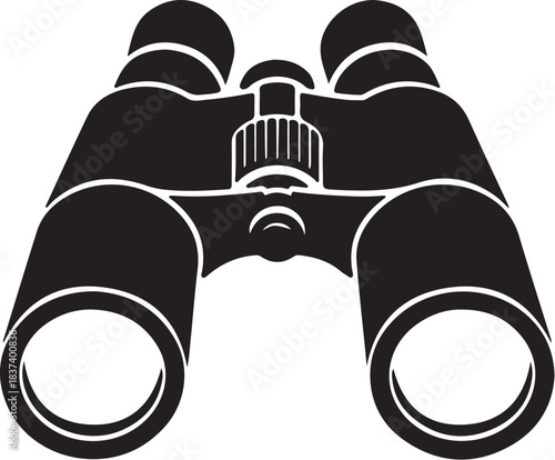 Black Silhouette of Binoculars on a White Background optics viewing on transparent background