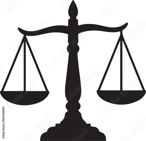 Black Silhouette of Justice Scales on White Background balance legal on transparent background