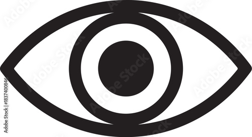Black Silhouette of an Eye Icon on a White Background vision sight on transparent background