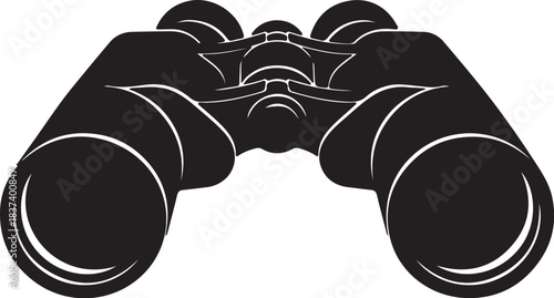 Black silhouette of binoculars on a white background optics viewing on transparent background