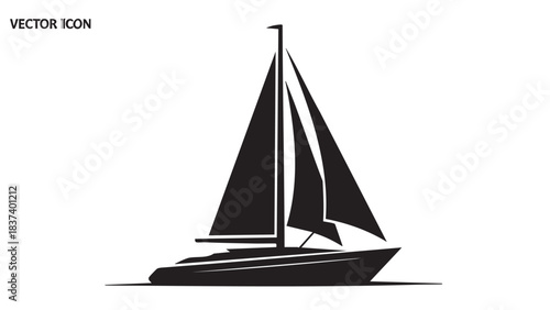Vector illustration of a sailing ship yacht with white sails on a white background for nautical summer travel and ocean regatta vacation