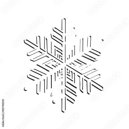 Intricate Snowflake with Geometric Radial Pattern Featured on White Background.