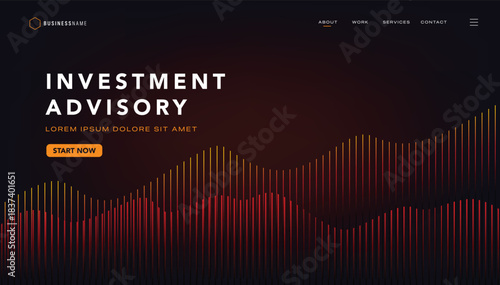 Investment Advisory Website Header Dark Background With Dynamic Financial Chart